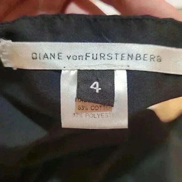 Diane von Furstenberg Women's Black Cotton/Poly Lined Cocktail Party Dress - Picture 9 of 10